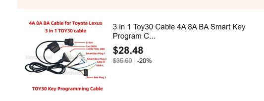 3 in 1 TOY30 Cable 4A 8A BA Smart Key Programmer for Toyota & Lexus